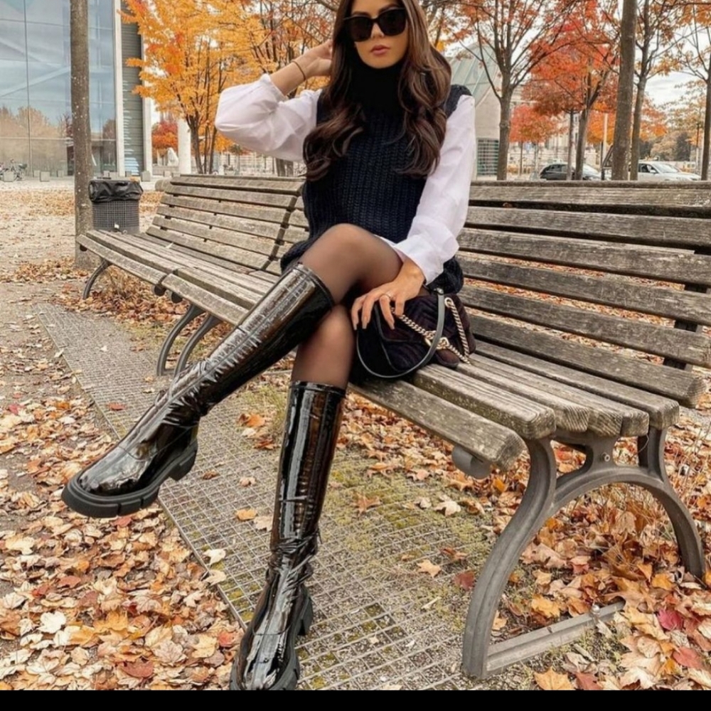 Zara Strerchy High Shaft Patent Finish Boo…